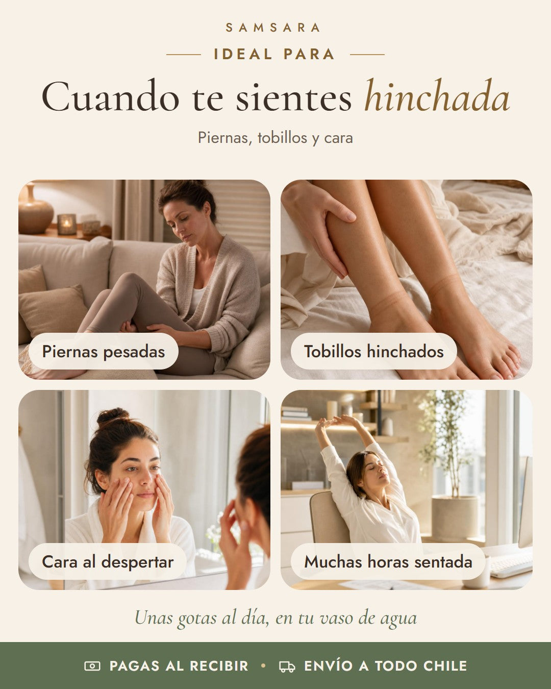 Aurelys Drenaje Linfático: piernas pesadas, tobillos hinchados, cara al despertar, muchas horas sentada