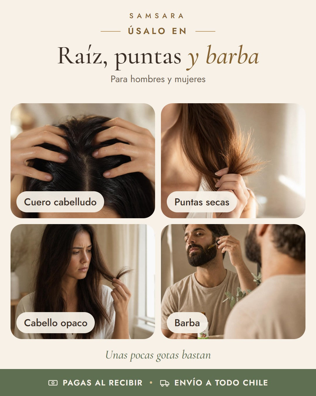 Aceite de Batana Puro Copacabana: cuero cabelludo, puntas secas, cabello opaco, barba