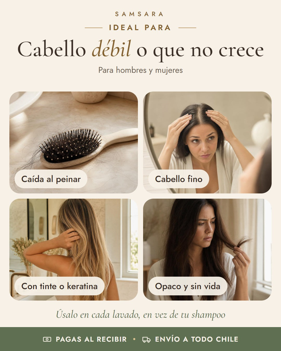 Shampoo de Batana y Romero Copacabana: caída al peinar, cabello fino, con tinte o keratina, opaco y sin vida