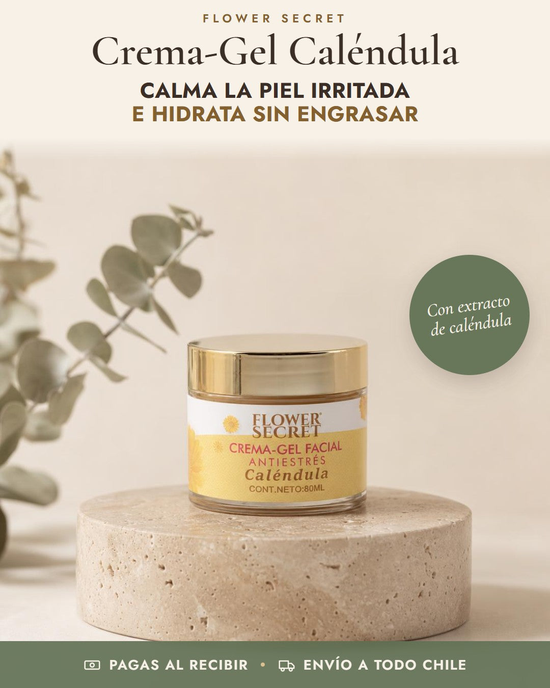 Crema-Gel Caléndula Flower Secret: calma la piel irritada e hidrata sin engrasar