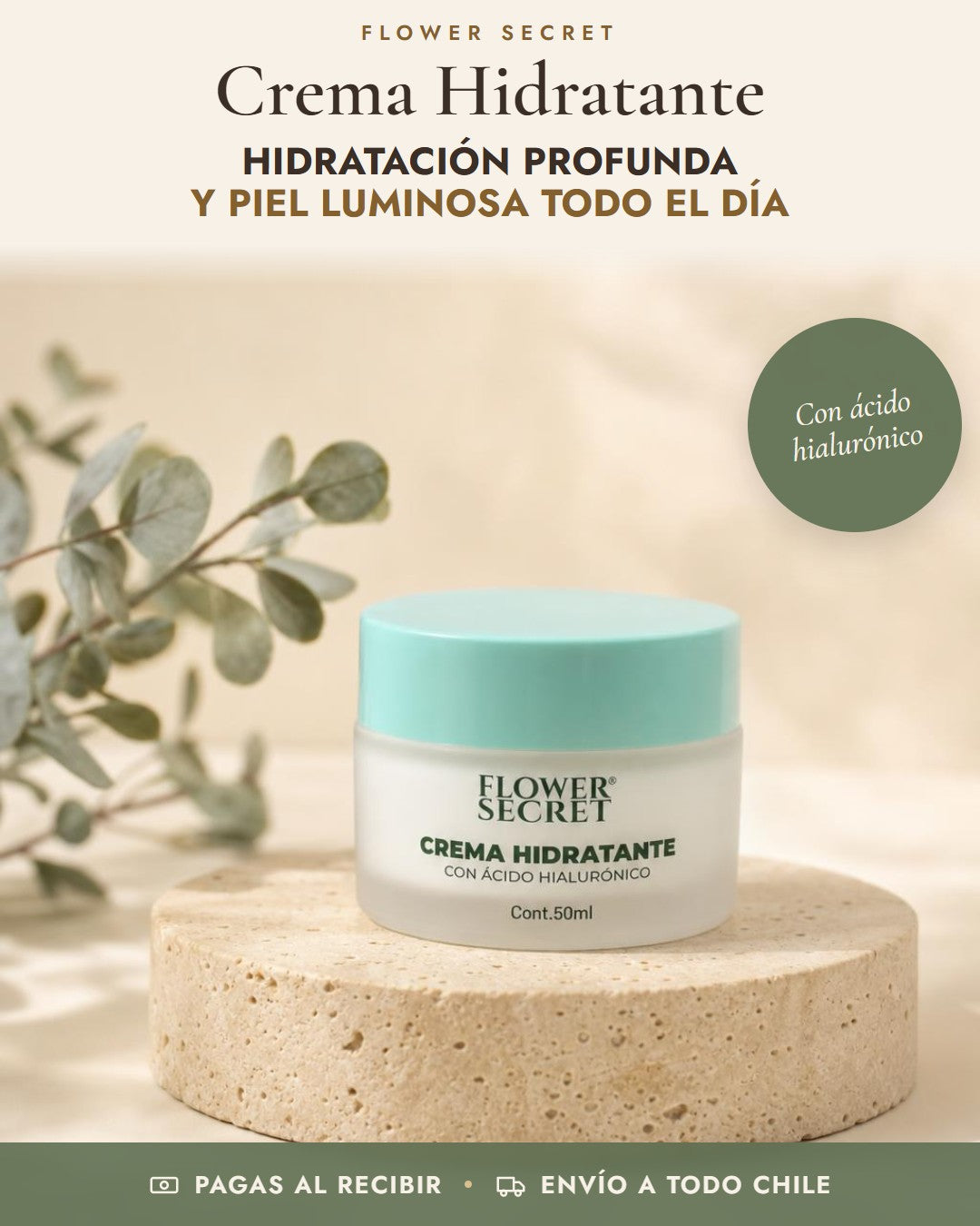 Crema Hidratante Flower Secret: hidratación profunda y piel luminosa todo el día