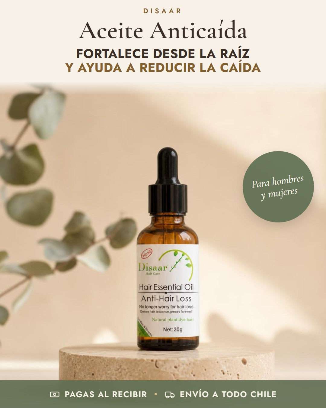 Aceite Anticaída Disaar: fortalece desde la raíz y ayuda a reducir la caída