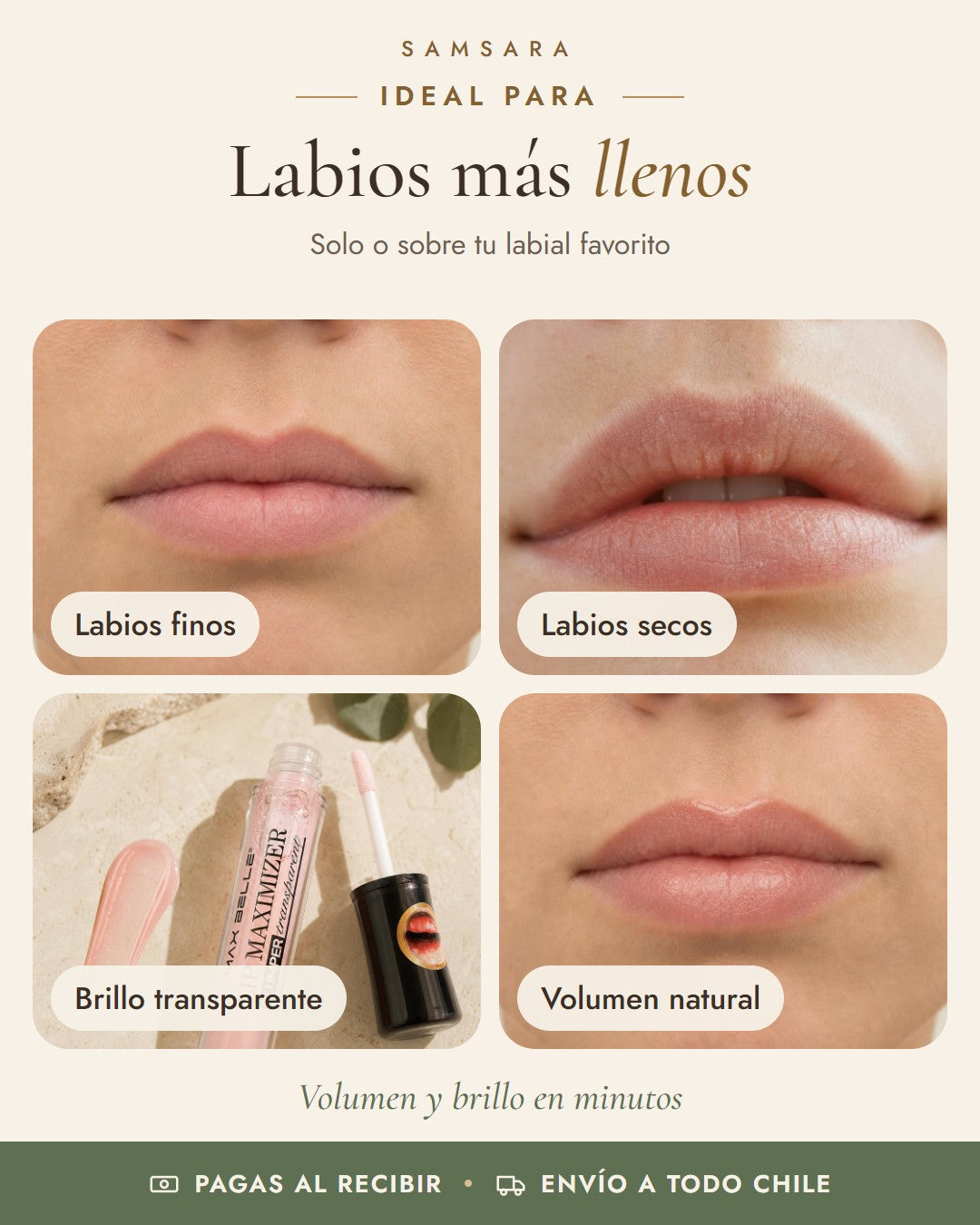 Max Belle Lip Maximizer: labios finos, labios secos, brillo transparente, volumen natural